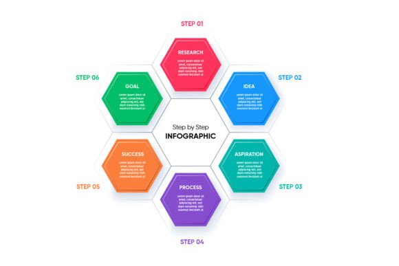 Hexagonal Step Colorful: A Modern Infographic Design for Clear and Engaging Visual Communication