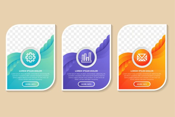Maximizing Visual Impact with Three Curve Element Banner Infographic
