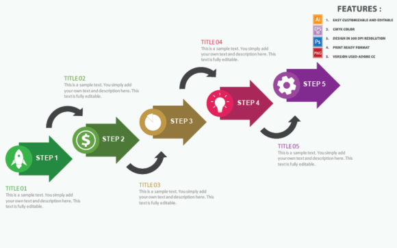 Strategic Use of Step Count Infographic Vector Design for Effective Communication and Planning
